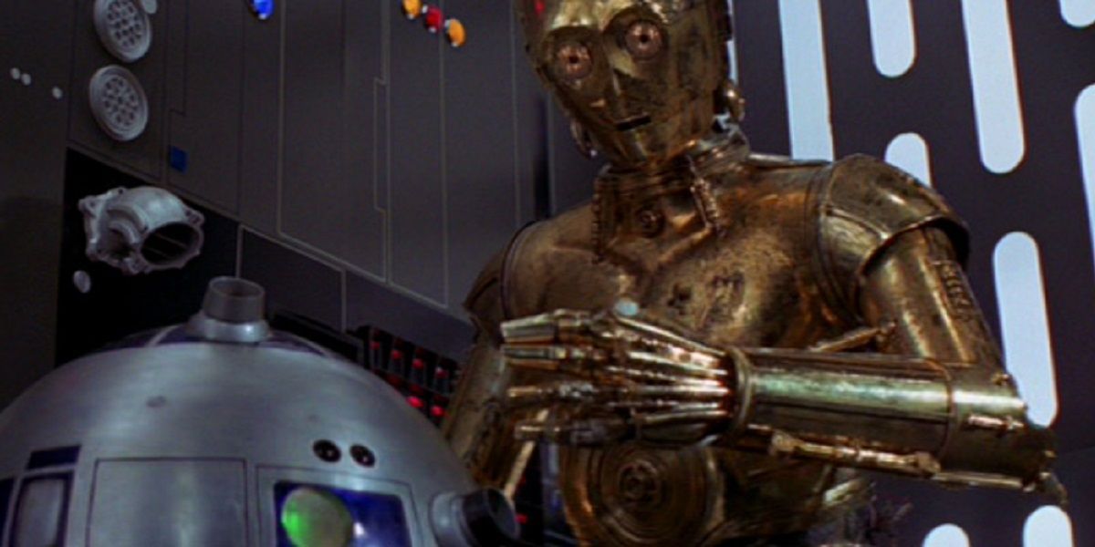 R2-D2 and C-3PO in Star Wars: A New Hope