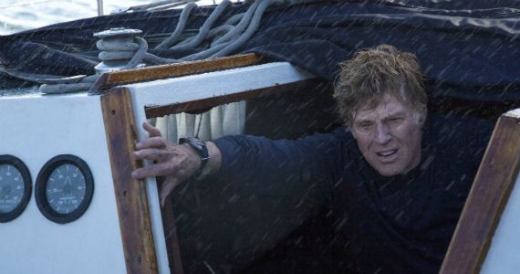 Robert Redford trapped in a storm in All Is Lost