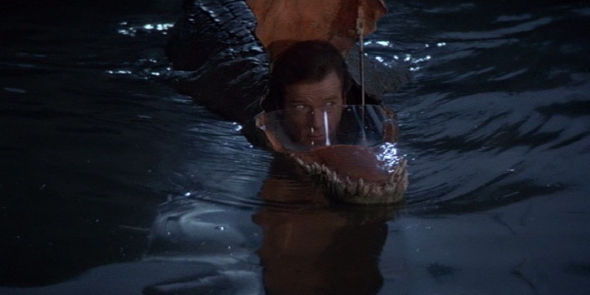 James Bond disguises himself as an alligator in Octopussy