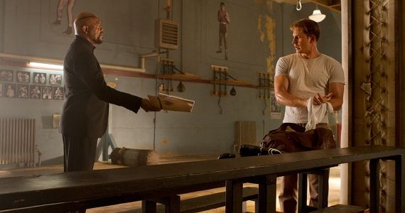 Nick Fury (Samuel L Jackson) and Captain America (Chris Evans) in 'The Avengers'