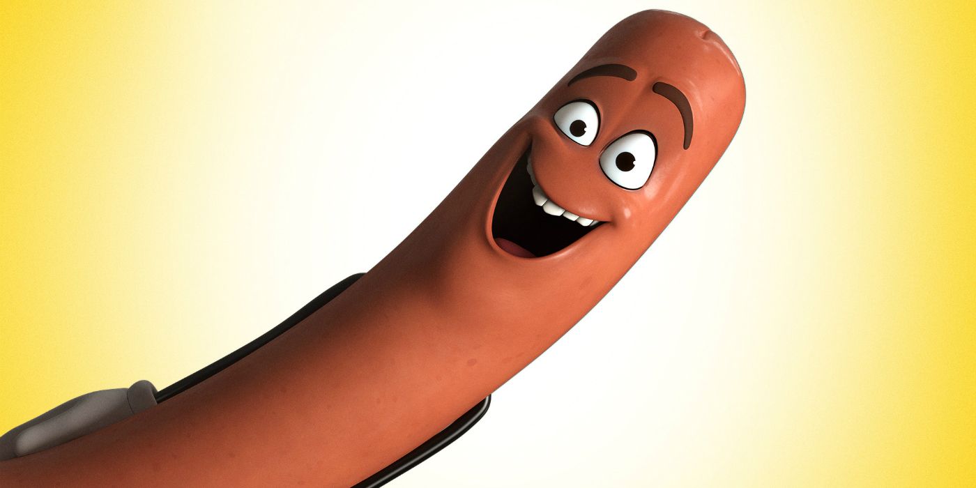 Frank smiles while standing sideways in a promo image for Sausage Party