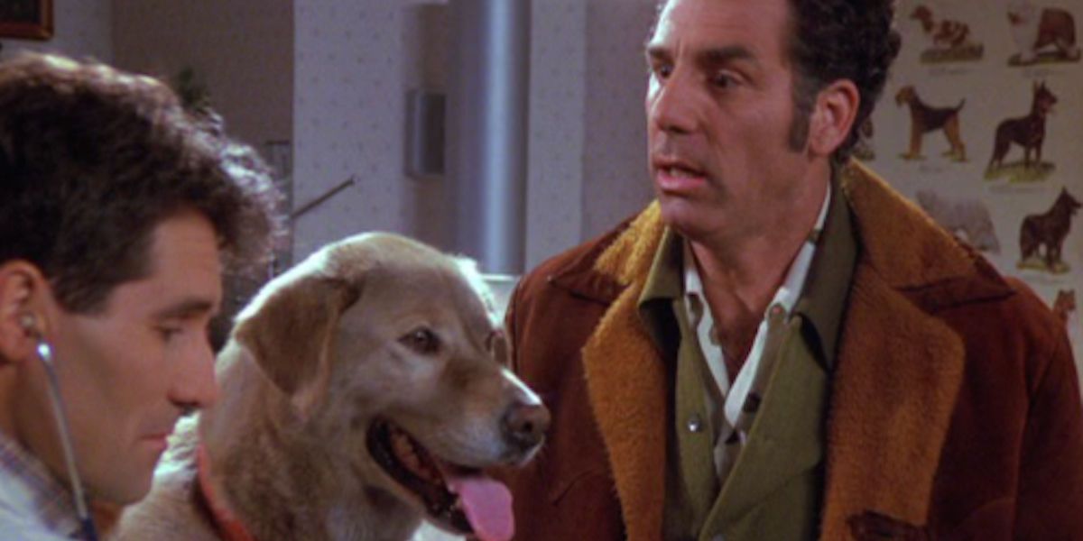 An image of Kramer and a labrador in Seinfeld