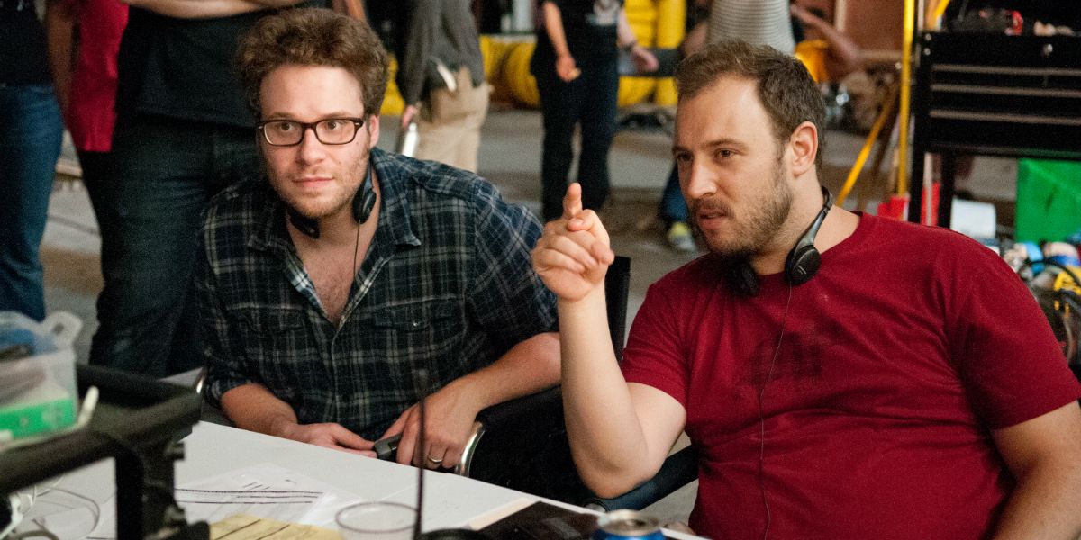 Seth Rogen and Evan Goldberg working on This Is the End