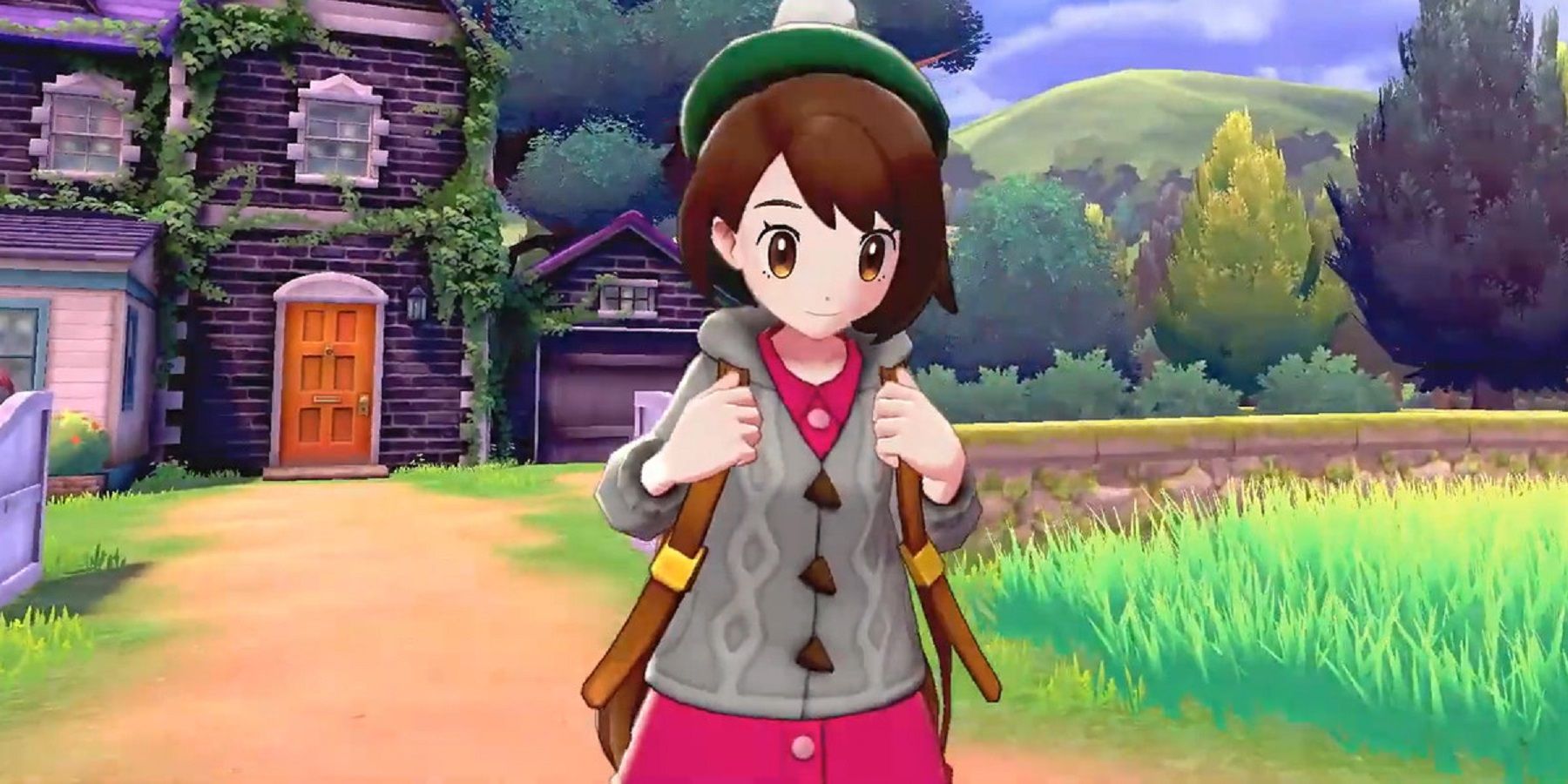 The player wearing a backpack in Pokemon Sword and Shield.