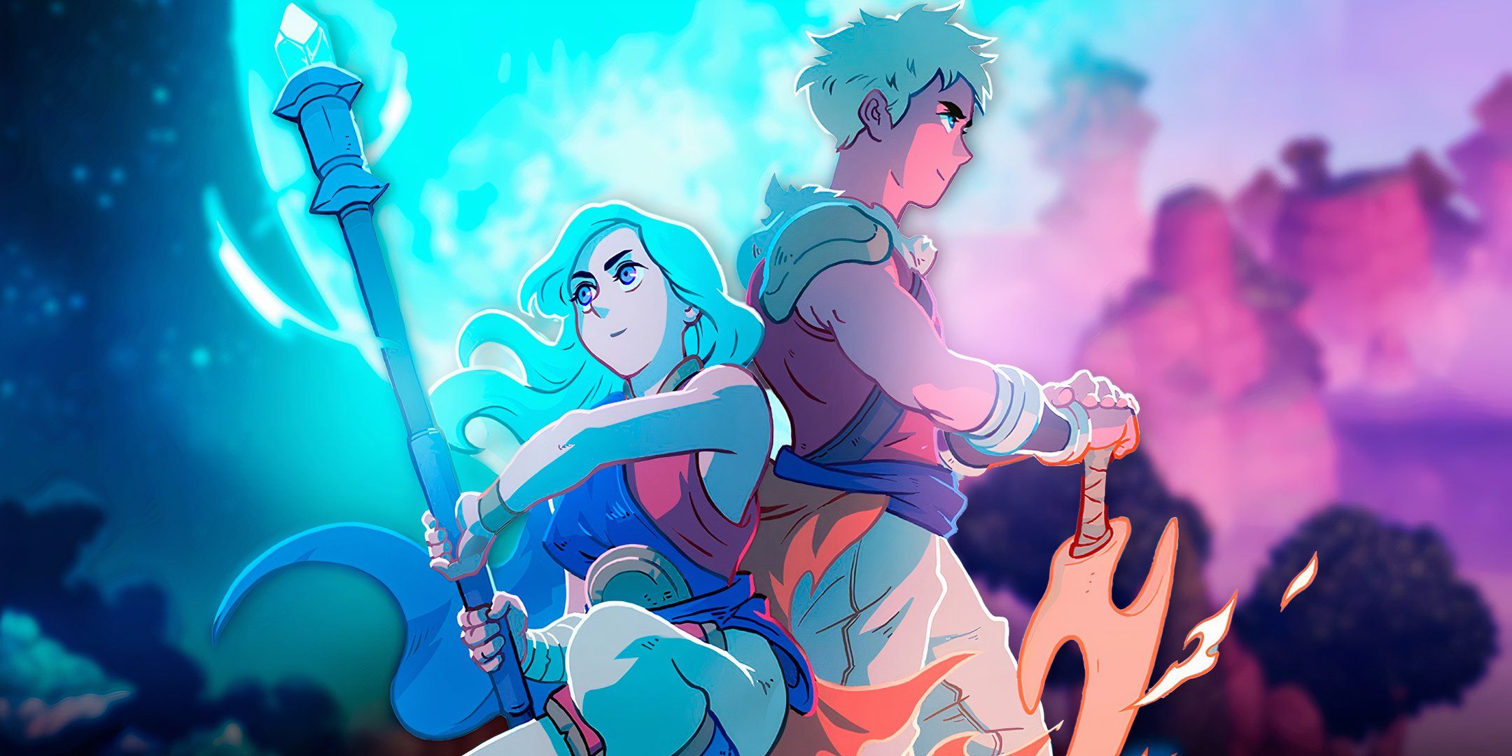 Valere and Zale from Sea of Stars hold their respective weapons.