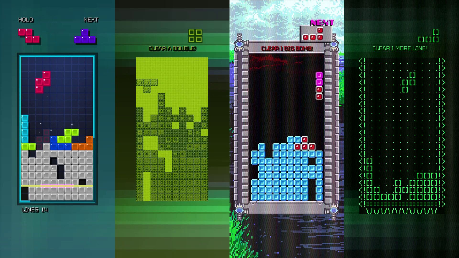 Four Tetris Forever levels side by side.