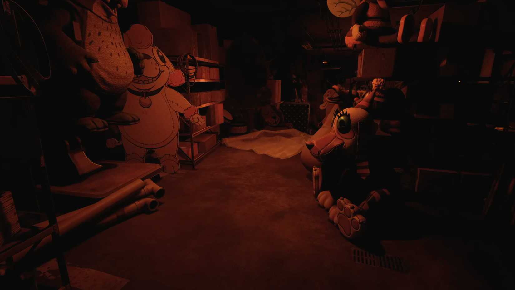The cluttered interior of Murray's Costume Manor in Five Nights at Freddy's: Secret of the Mimic.