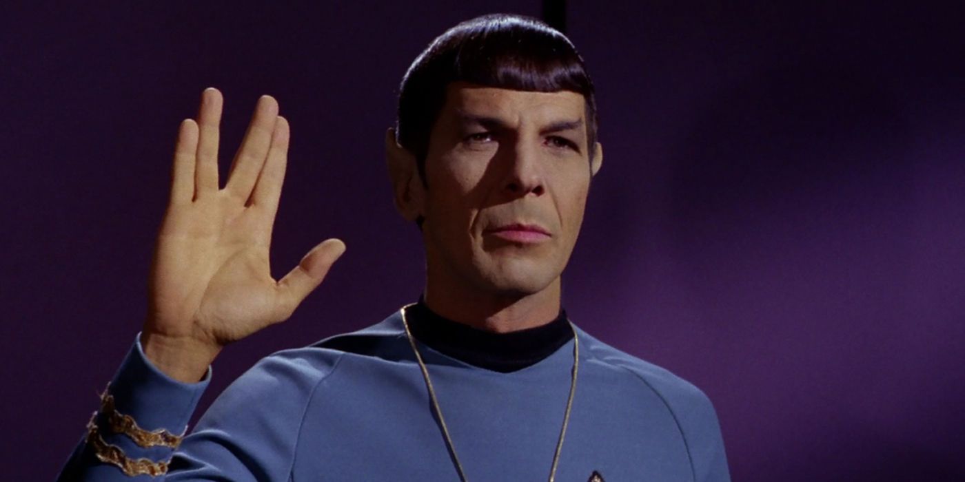Spock gives the Vulcan salute from Star Trek