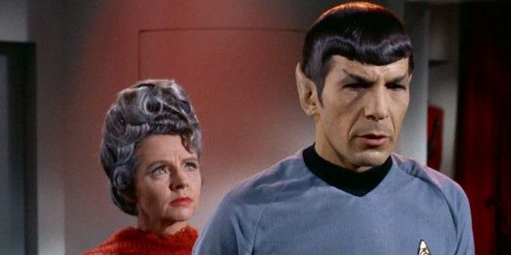 Spock with his mother Amanda Grayson on Star Trek.