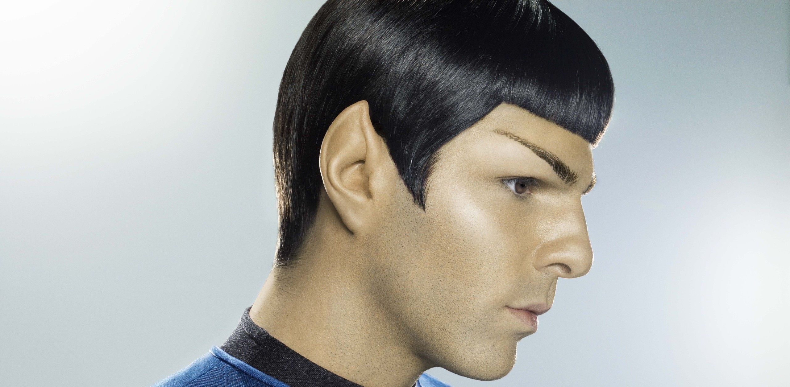 Zachary Quinto showing off his ears as Spock in Star Trek.
