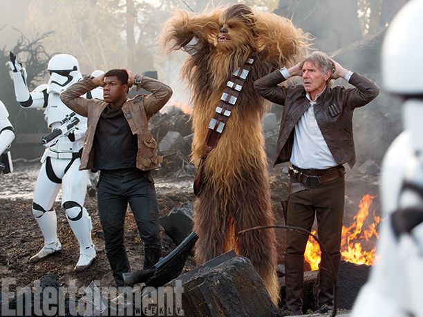 Star Wars: The Force Awakens - Finn, Chewbacca, and Han Solo