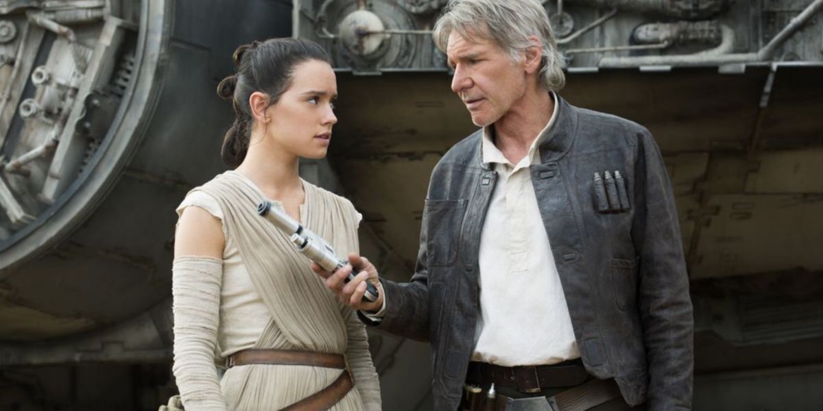 Star Wars: The Force Awakens - Rey (Daisy Ridley) and Han (Harrison Ford)