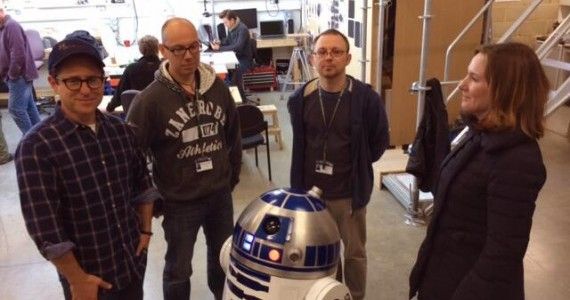 Abrams, Kennedy and the creators of R2-D2 for Star Wars: Episode VII