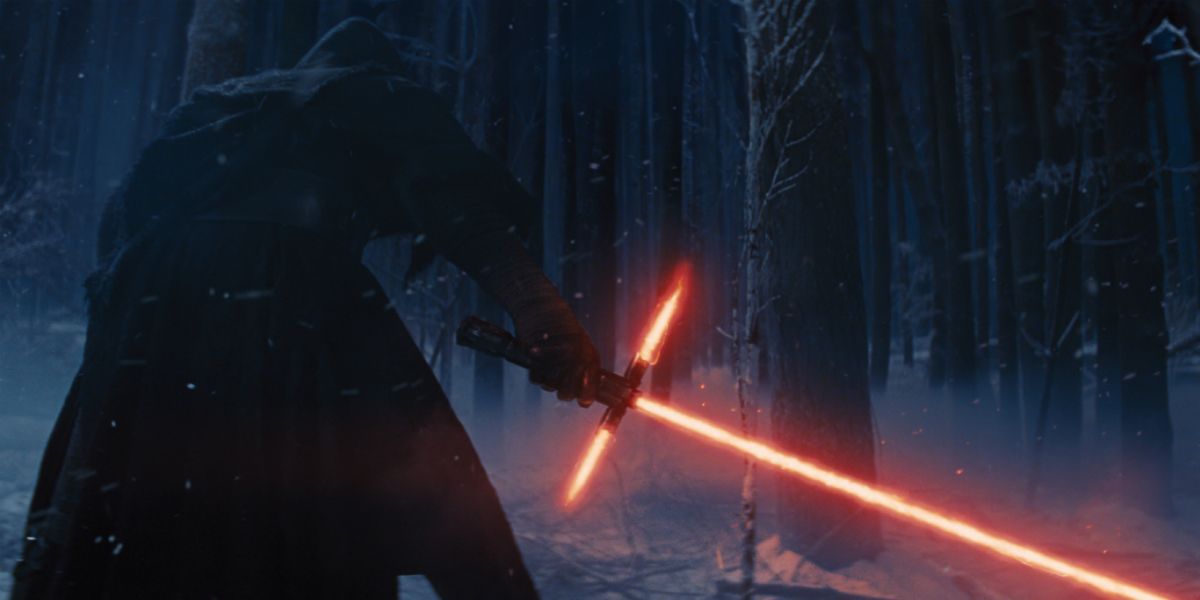 Star Wars: The Force Awakens - Kylo Ren (Adam Driver) and his lightsaber
