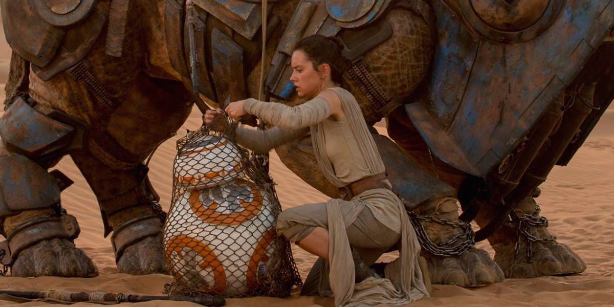 Rey (Daisy Ridley) and BB-8 in Star Wars: The Force Awakens