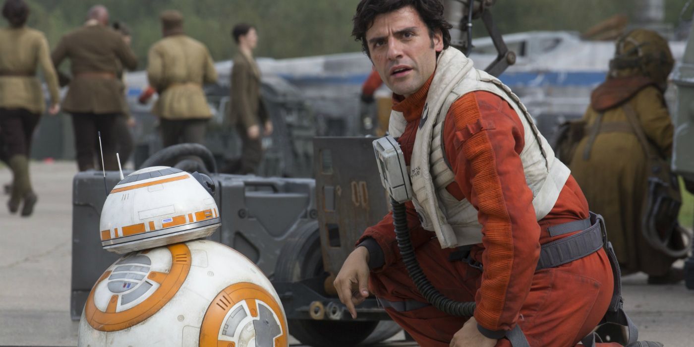Poe Dameron and BB-8 in The Force Awakens.