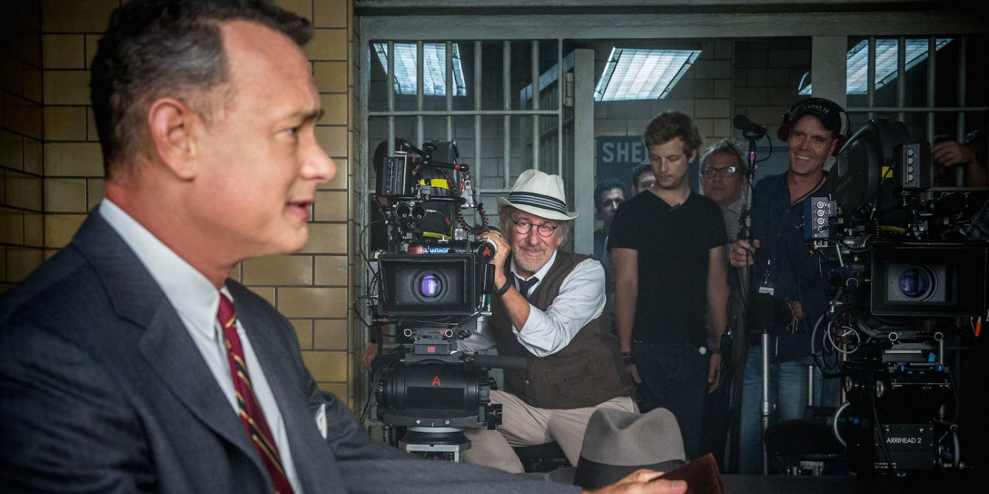 Steven Spielberg and Tom Hanks filming Bridge of Spies