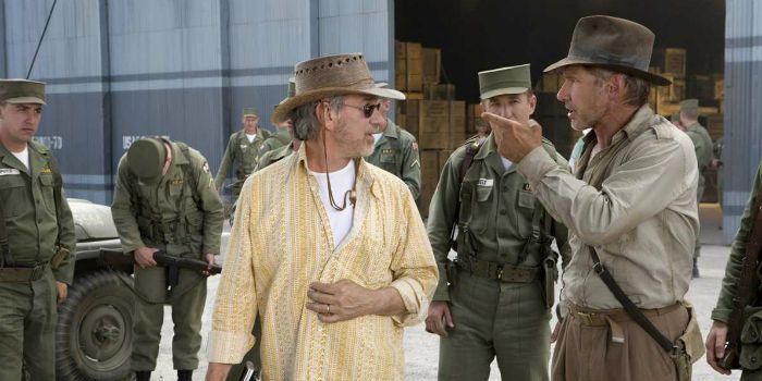Steven Spielberg and Harrison Ford filming Indiana Jones 4