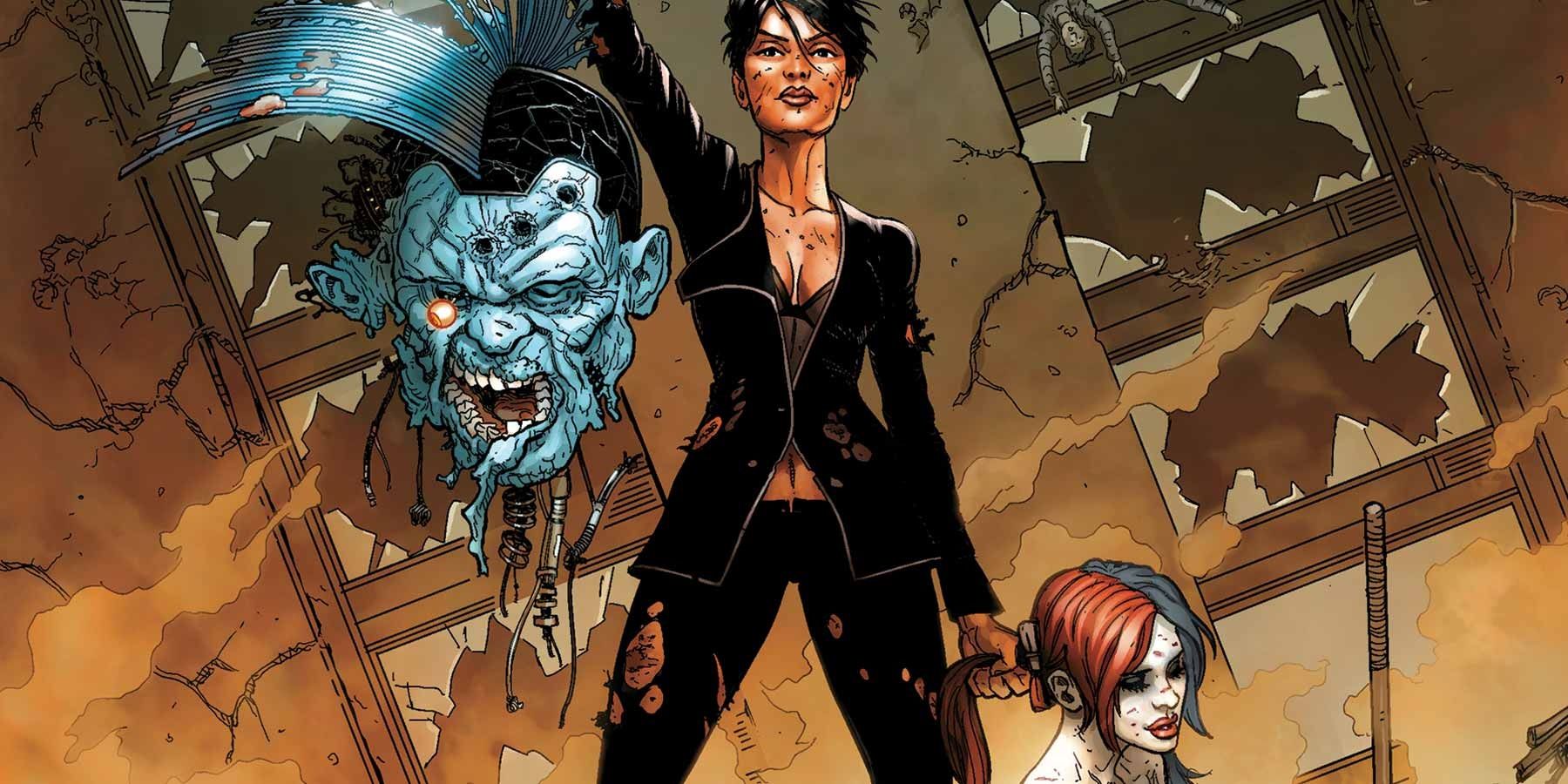 Amanda Waller holds a severed head in DC Comics.