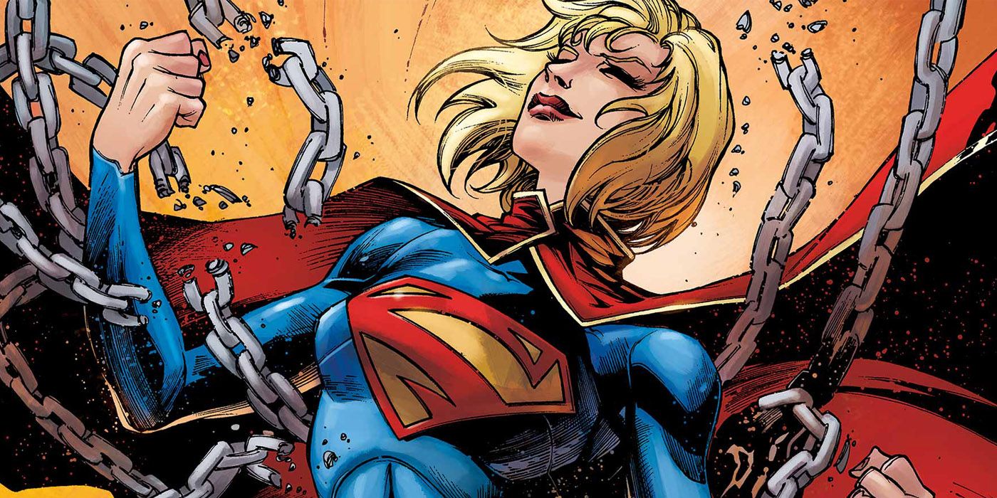 Comic Book Supergirl breaking free of chains