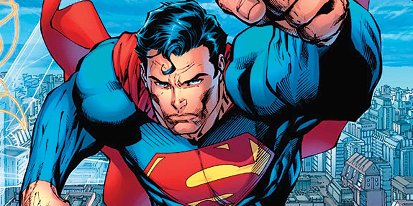Comic panel of Superman flying toward the reader