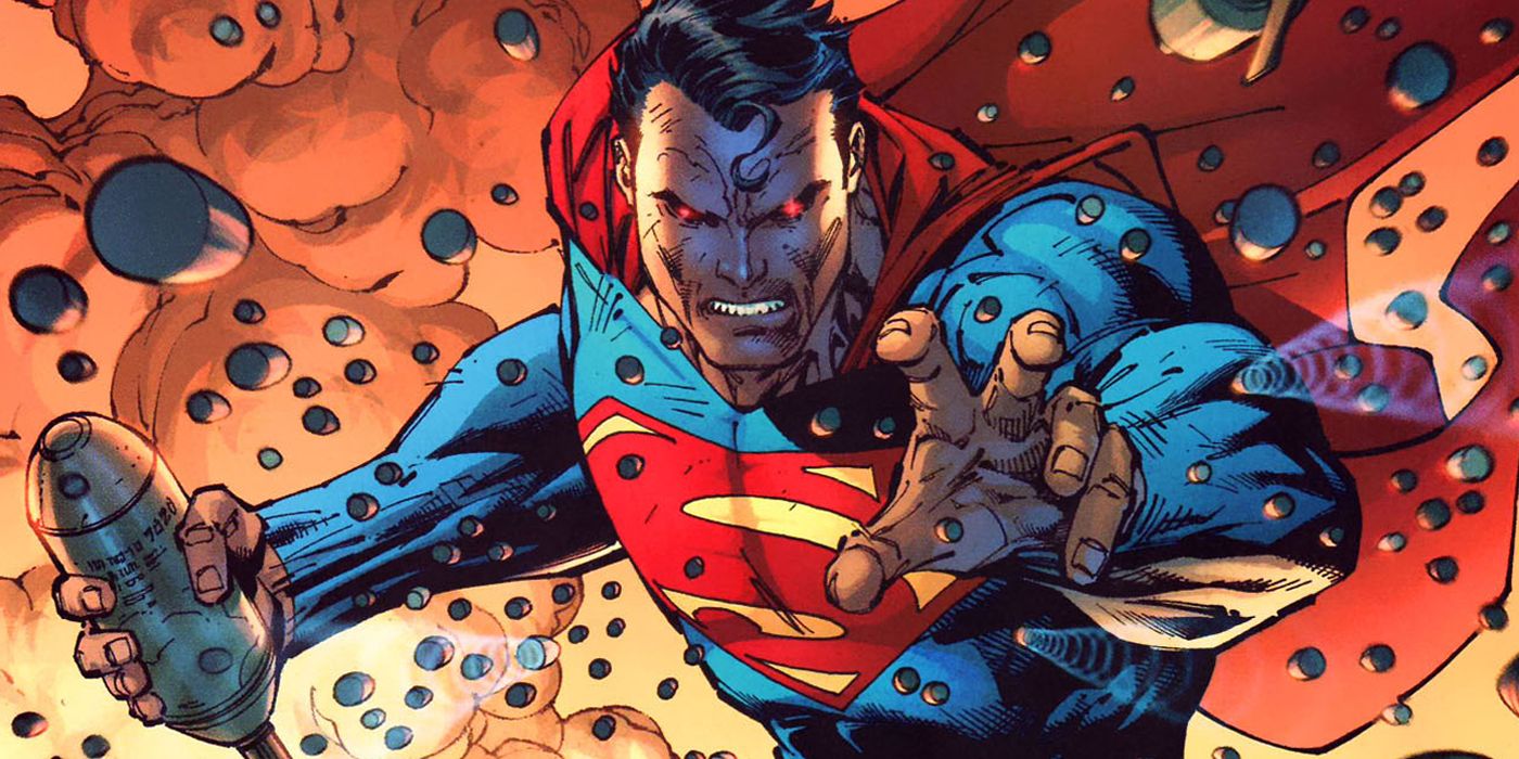 Superman's eyes glow red as he goes after his enemies