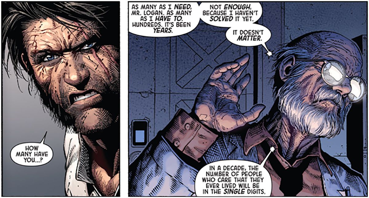 Logan and Dr. Cornelius in The Death of Wolverine