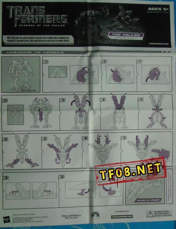 The Fallen Hasbro Toy instructions for Transformers: Revenge of the Fallen