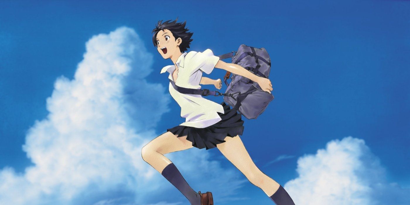 Makoto jumping through the clouds in The Girl Who Leapt Through Time