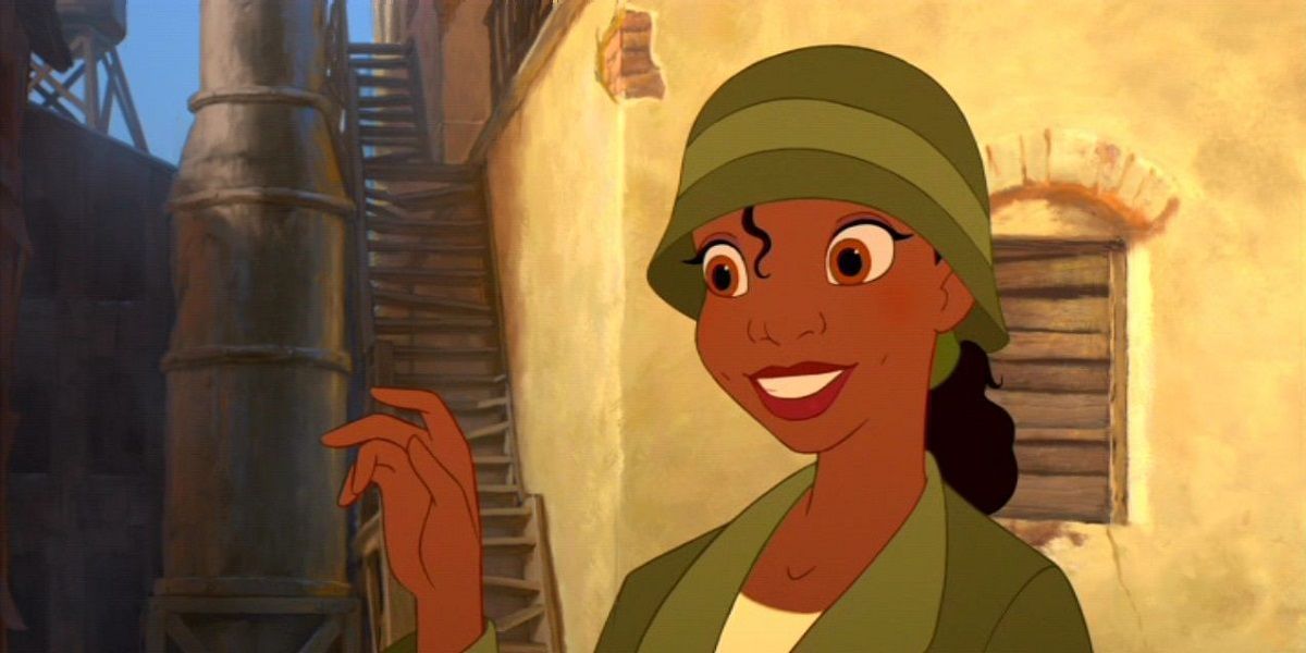 Tiana smiles and waves in The Princess and the Frog