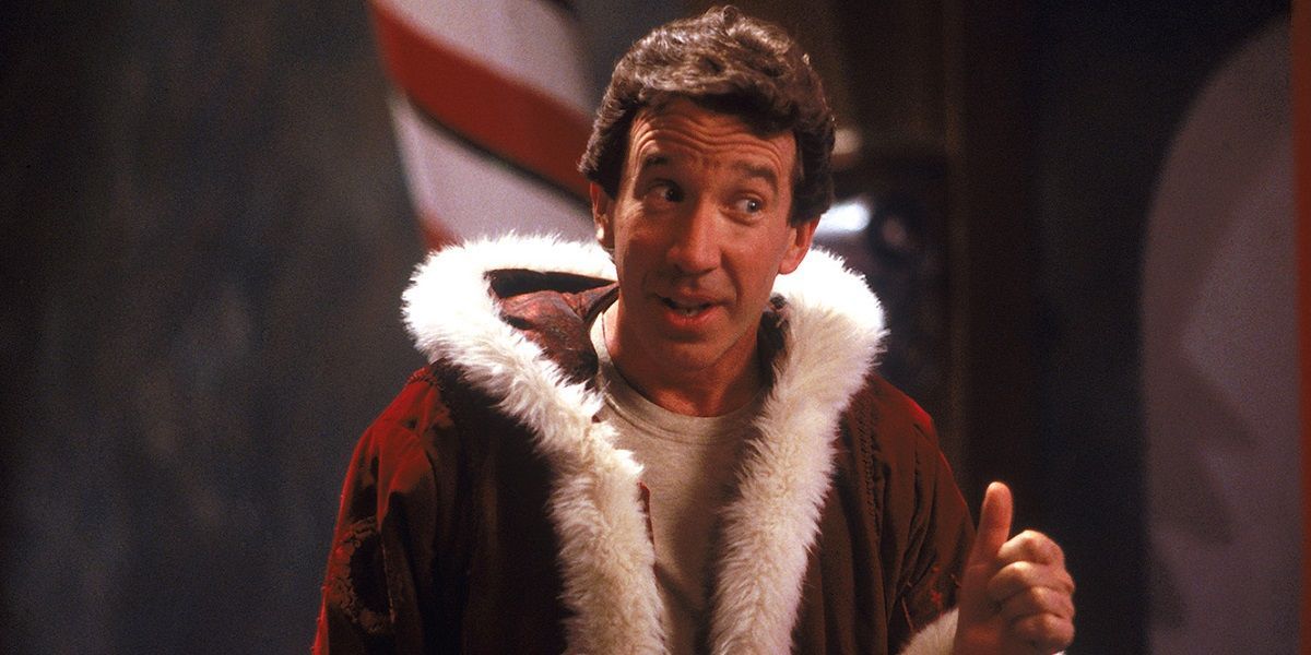 Tim Allen in The Santa Clause with Santa's jacket on outside