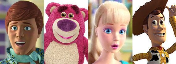 Toy Story 3 characters Ken, Barbie, Lots-O'-Huggin' Bear, Woody