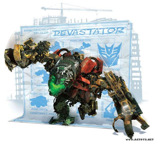 7 constructicons form together to make Devastator in Transformers 2