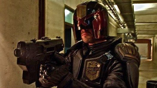 Karl Urban as Judge Dredd in the movie Dredd