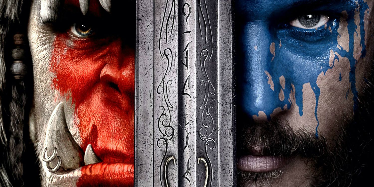 An Orc and a human look on in a promo image for Warcraft 