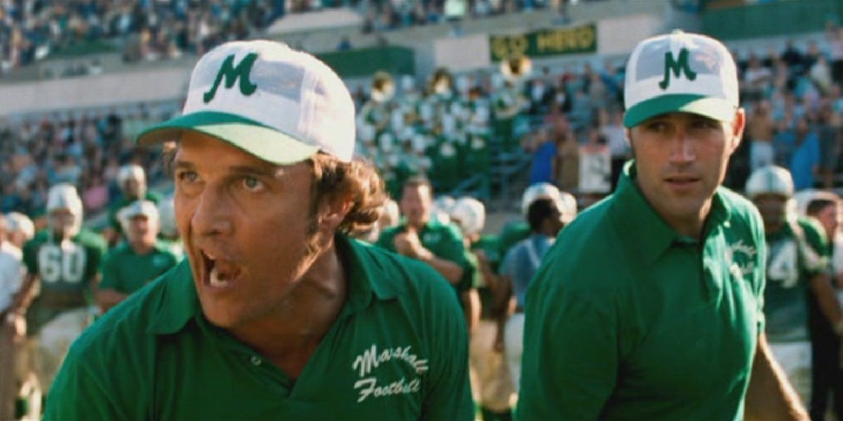 Jack and Red on the sidelines during a game in We Are Marshall