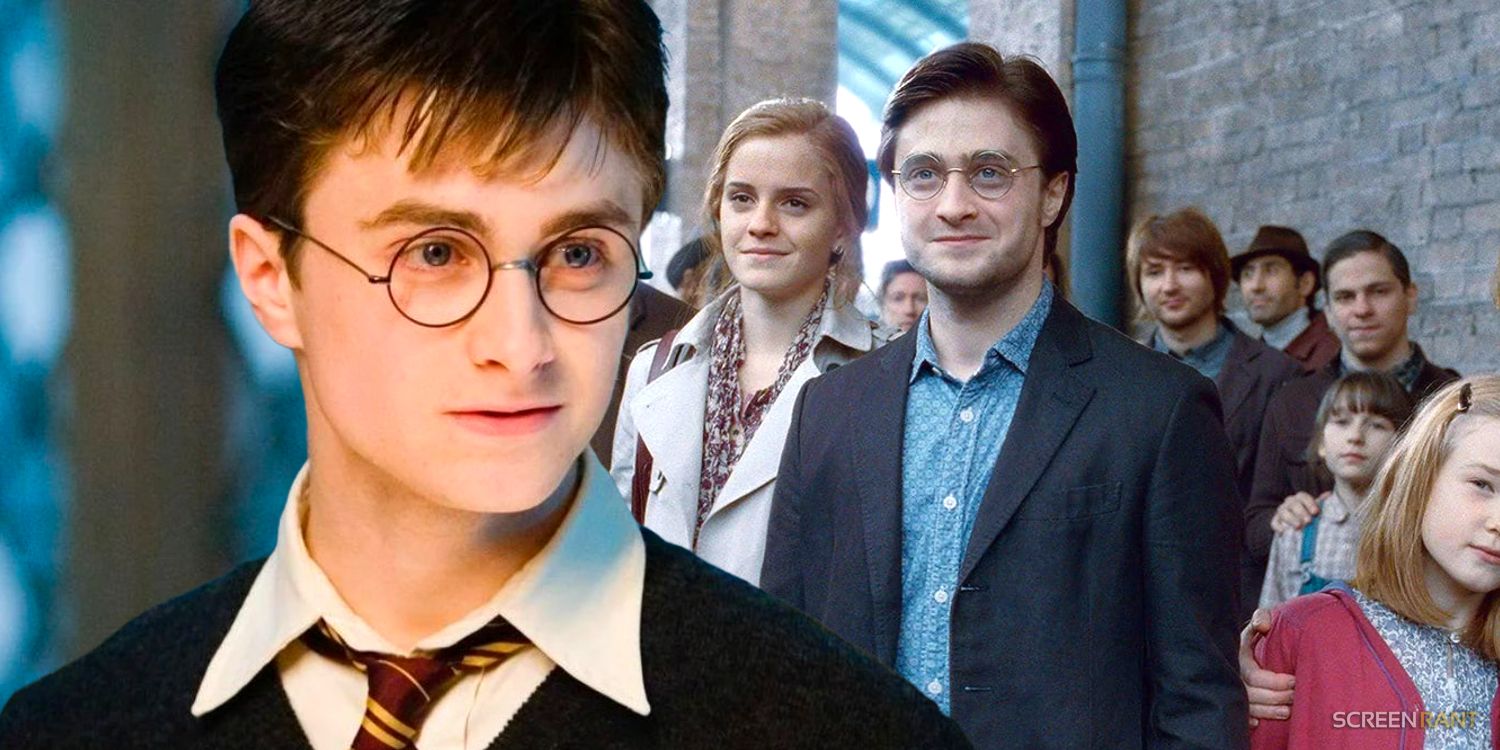 Daniel Radcliffe as young and old Harry Potter