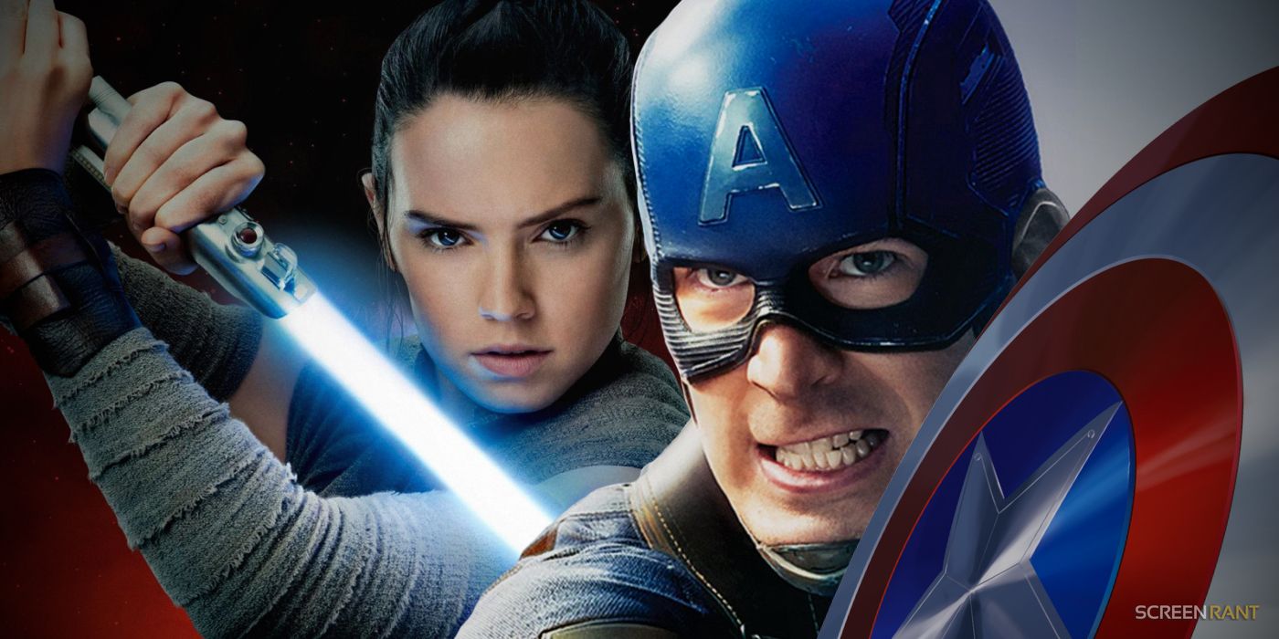 Rey dengan Lightsaber vs Captain America