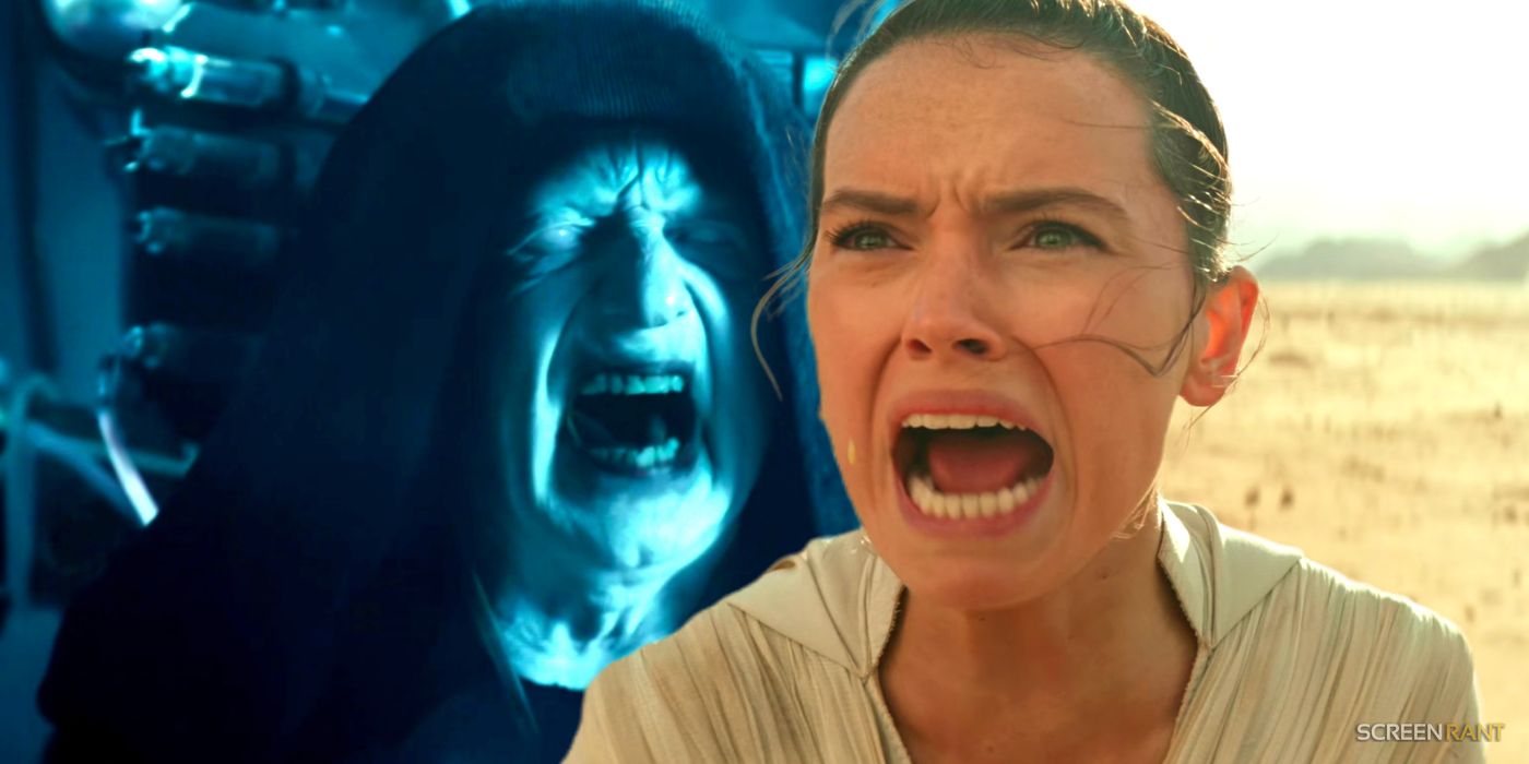 Emperor Palpatine and Rey in Star Wars The Rise of Skywalker