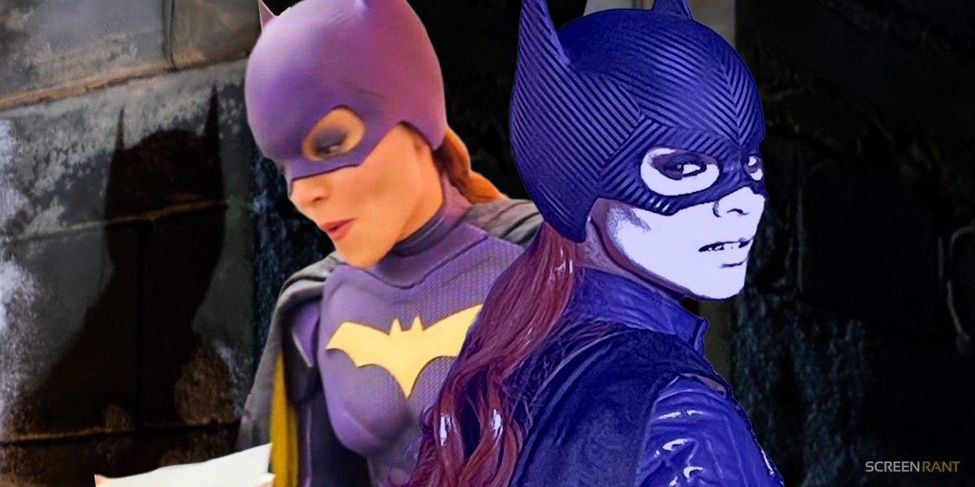 Leslie Grace in costume as Batgirl in both versions of suit