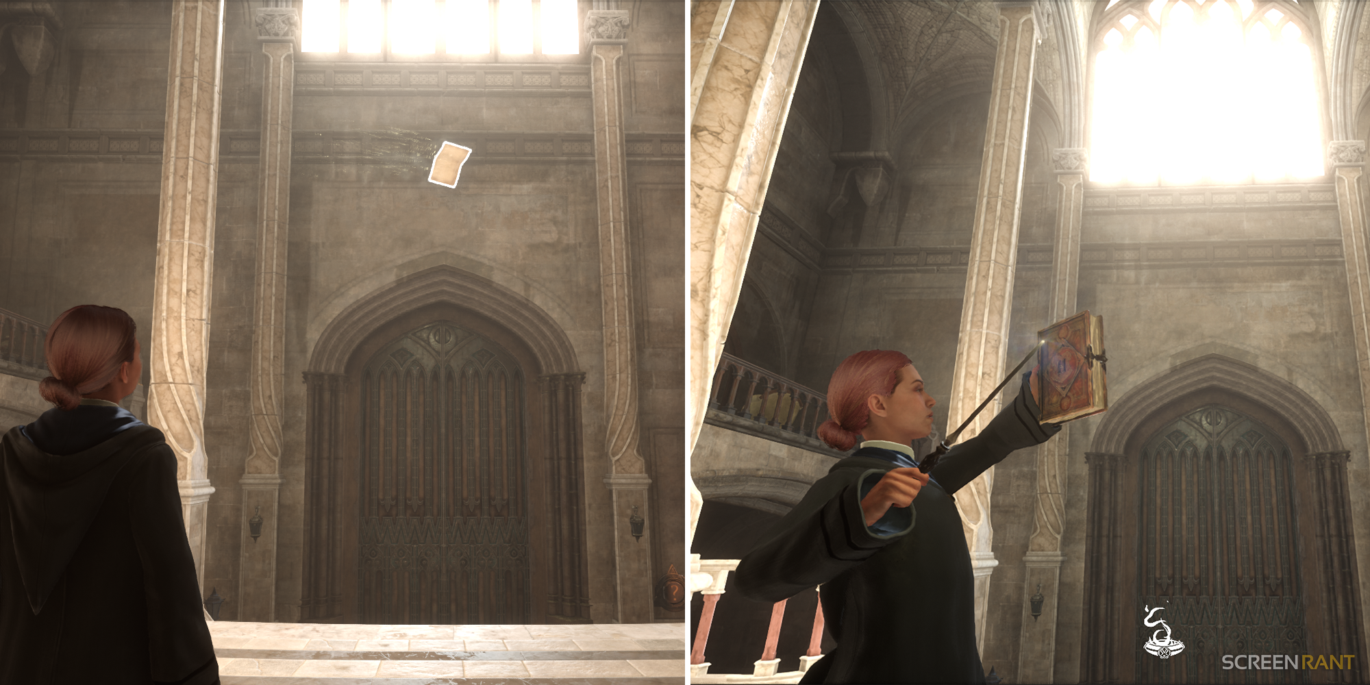 casting accio to obtain a flying field guide page in hogwarts legacy