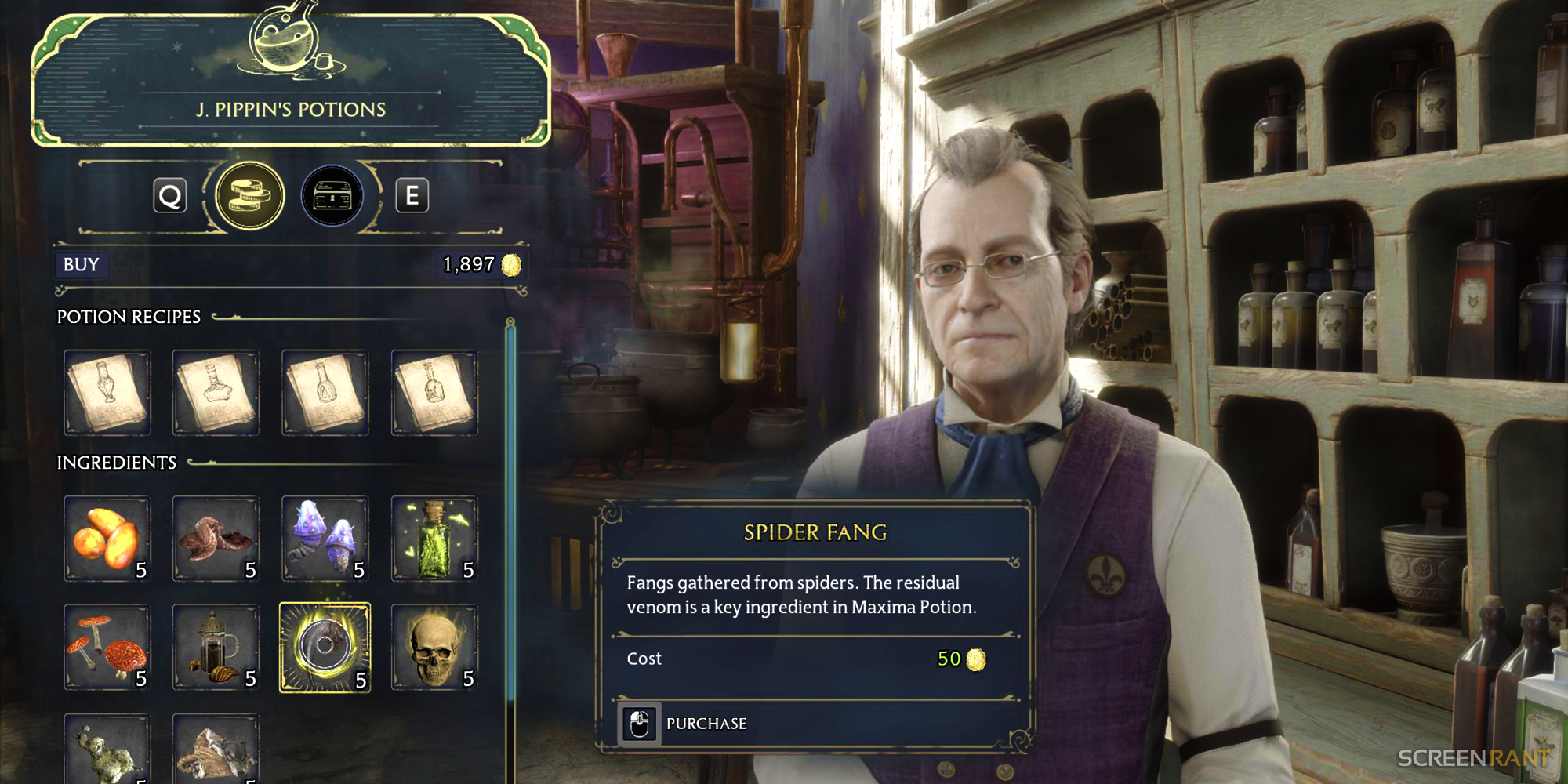 spider fang buy j. pippins potions hogwarts legacy