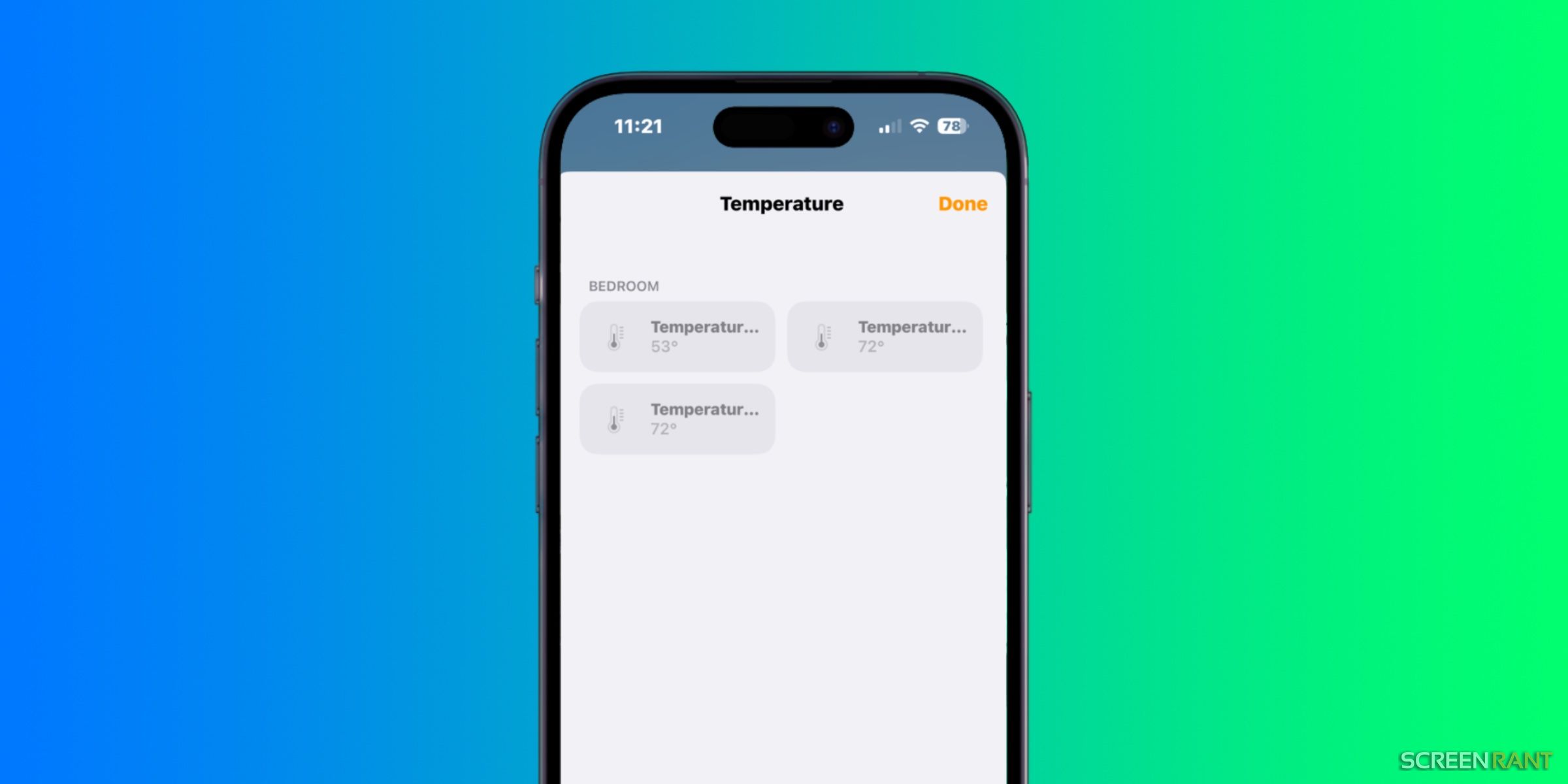 Room temperature readings from the HomePod 2.