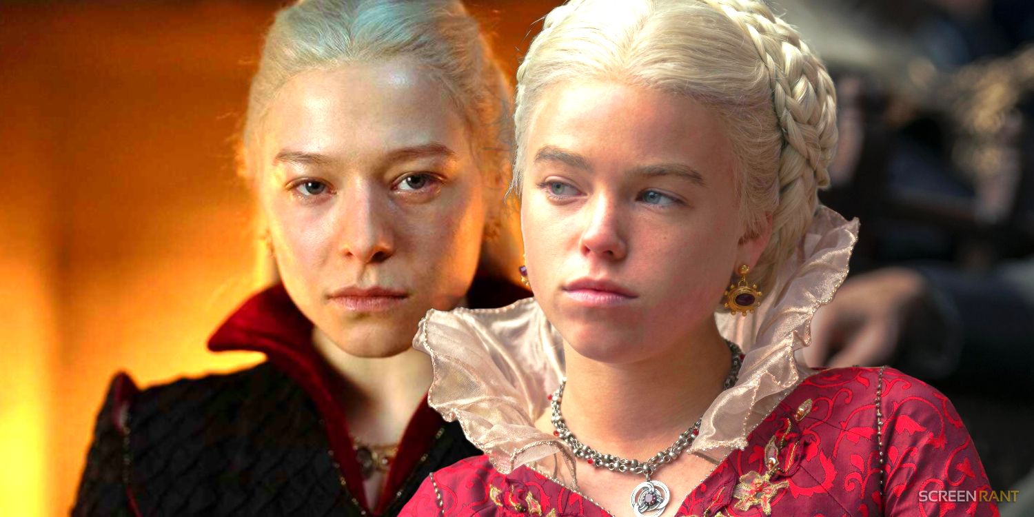 Emma D'Arcy and Milly Alcock as Rhaenyra in House of the Dragon