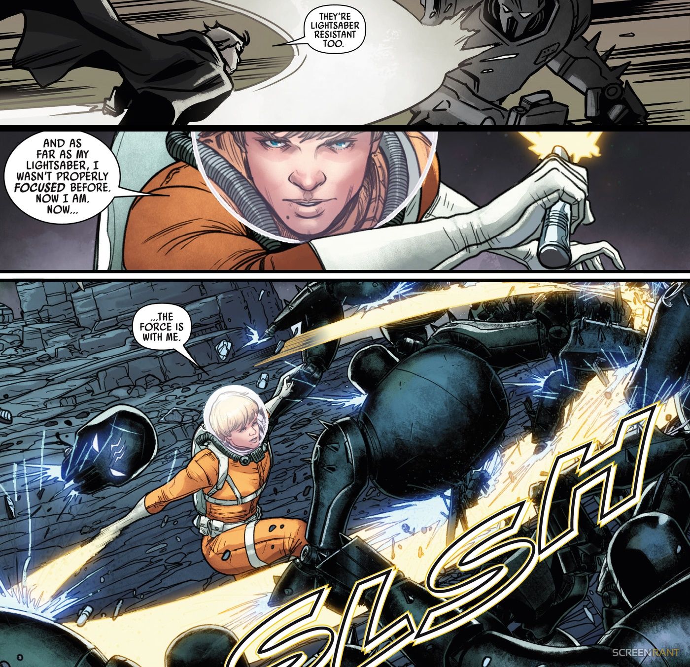 Luke Beats Lightsaber Immune Droids in Star Wars Comic