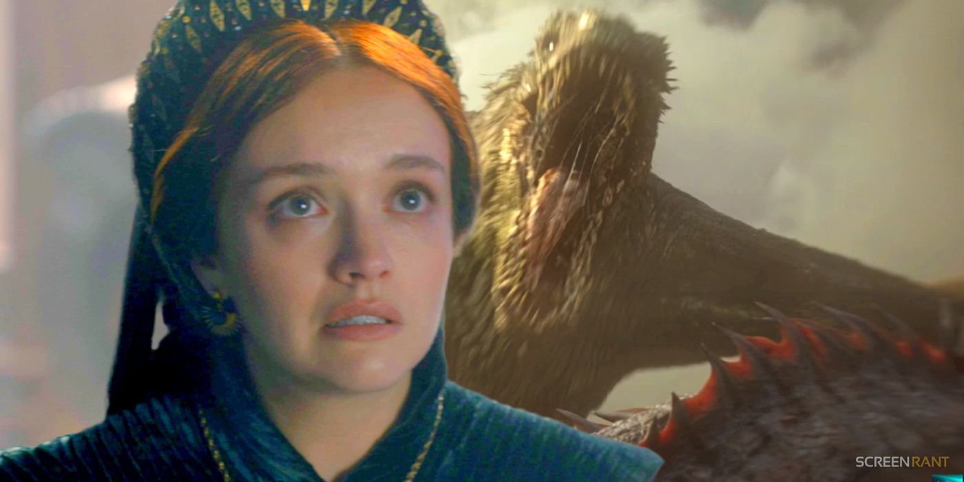 Alicent Hightower and Vhagar in House of the Dragon