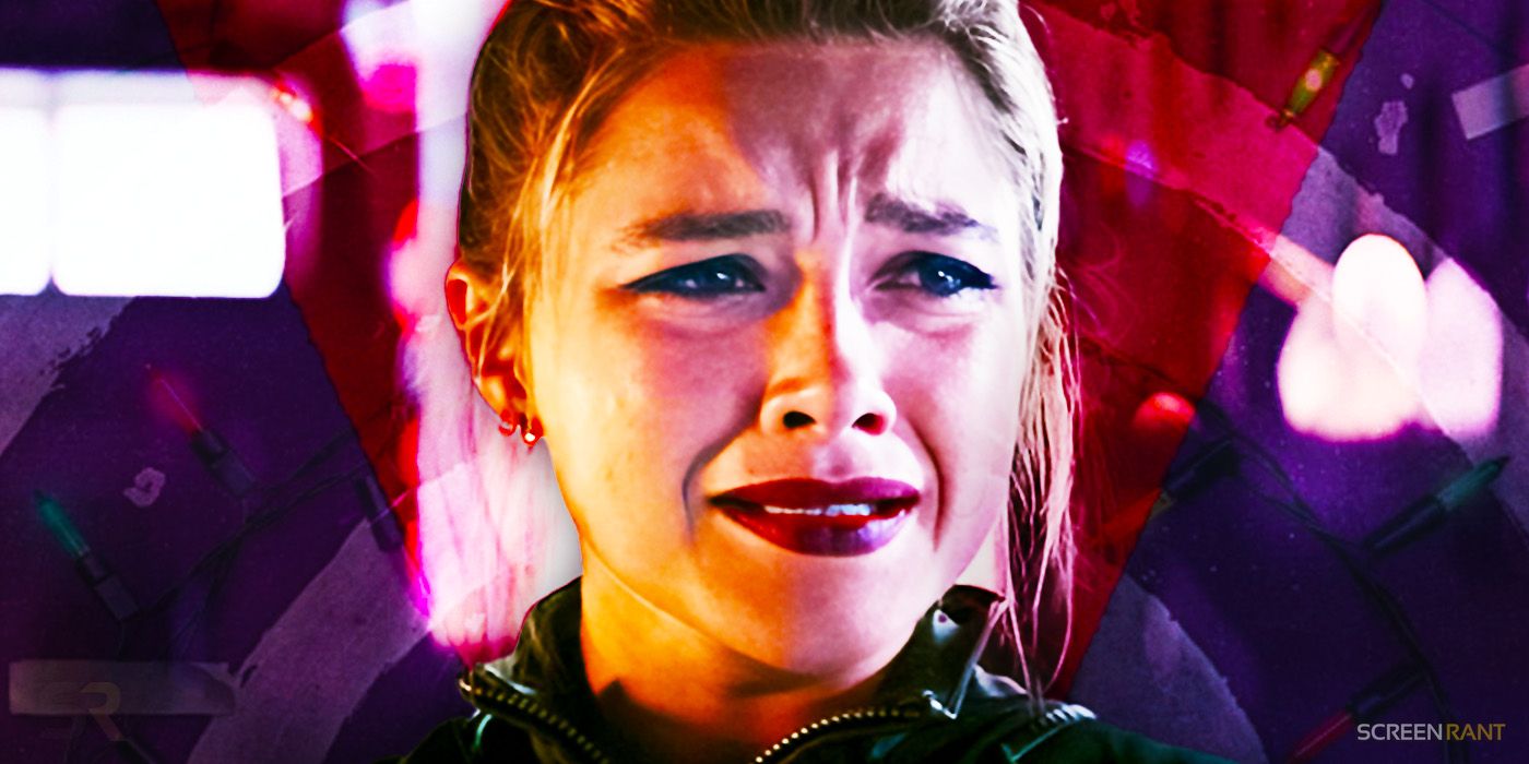 Custom image of Florence Pugh's Yelena Belova crying.