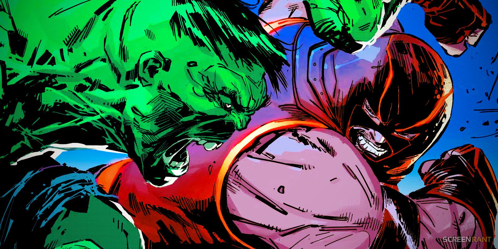 Hulk vs Juggernaut Fight Comic Art