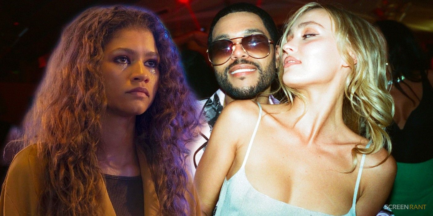 Zendaya in Euphoria and The Weeknd and Lily-Rose Depp in The Idol custom image
