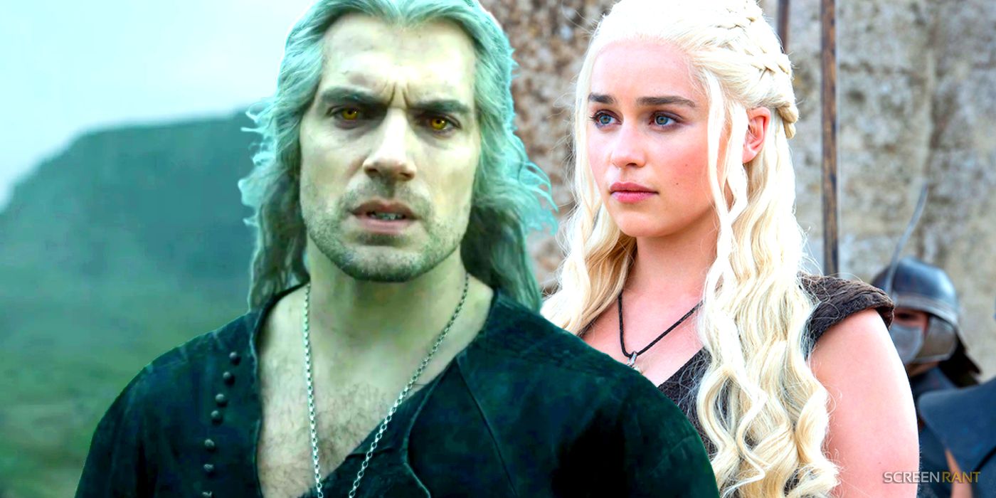 Henry Cavill as Geralt of Rivia in The Witcher and Emilia Clarke as Daenerys in Game of Thrones
